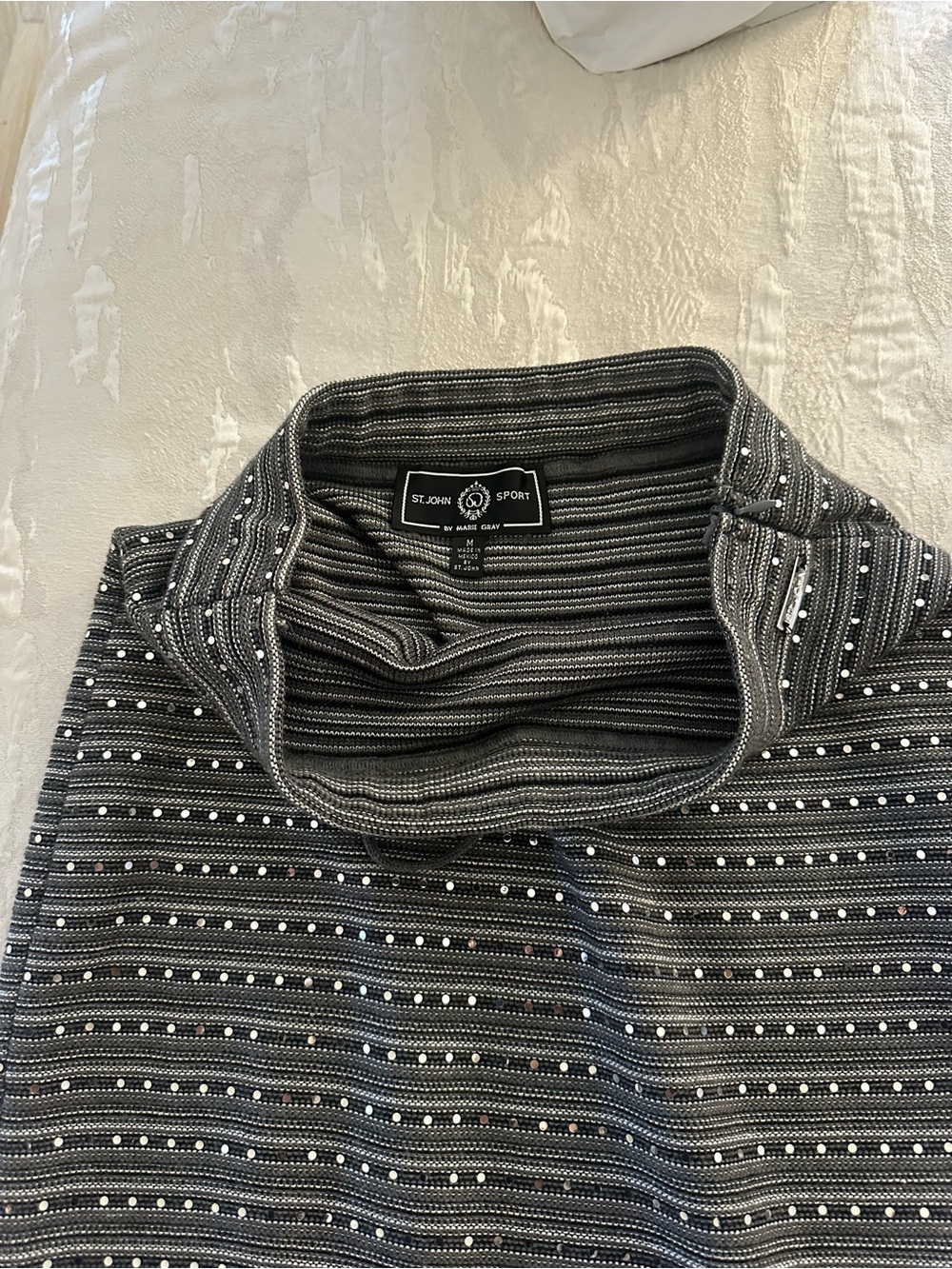 St. John Striped Knit Pencil Skirt in Charcoal Gray - Picture 4 of 6